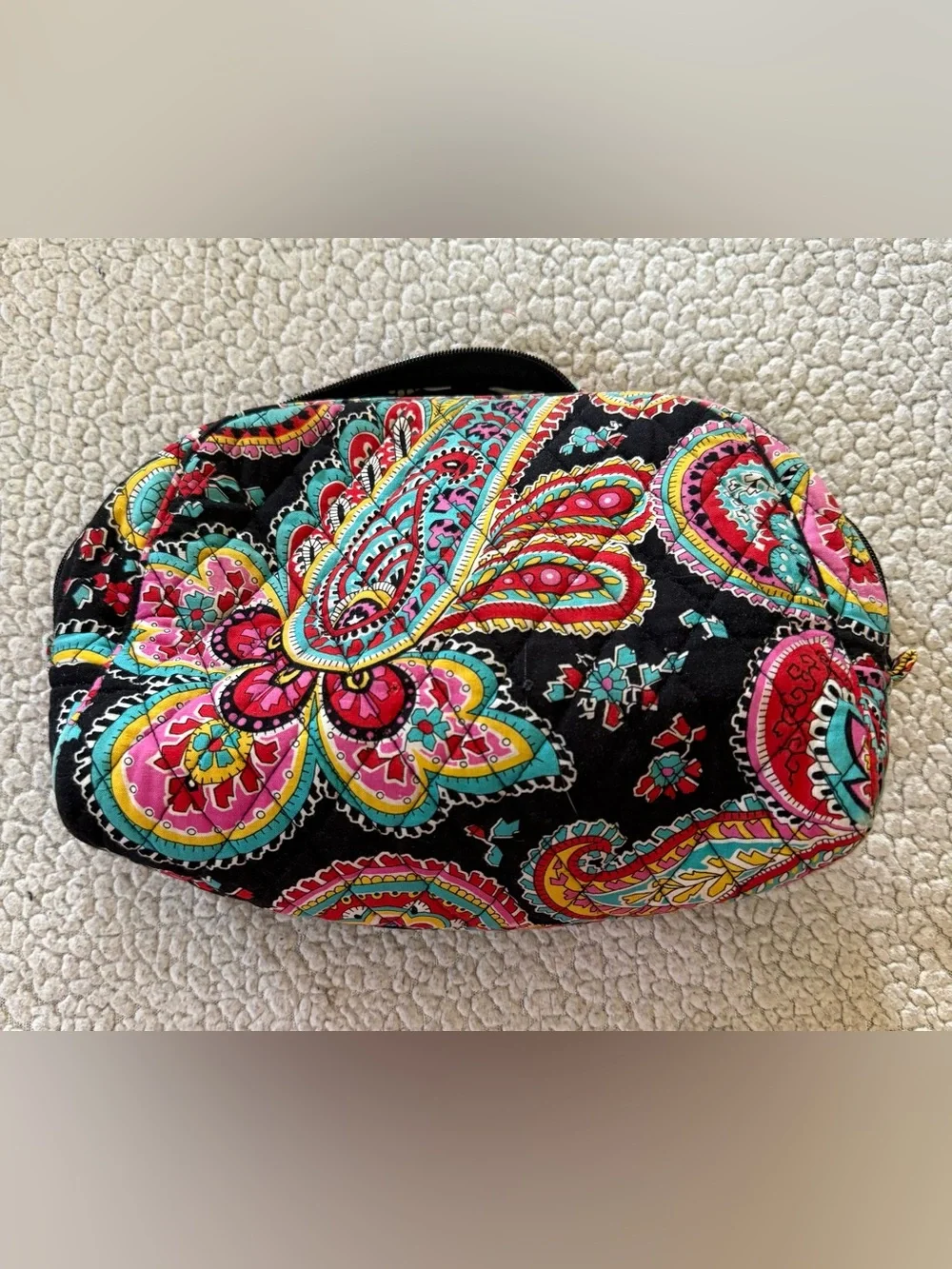 Vera Bradley colorful paisley floral pattern quilted makeup storage bag